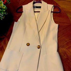 Cream Beige Winter White Zara Vest - like new